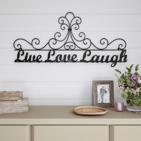 HASTINGS HOME Metal Cutout, Live Laugh Love Decorative Wall Sign 3D Word Art Décor, Modern Rustic Farmhouse 727672ROB